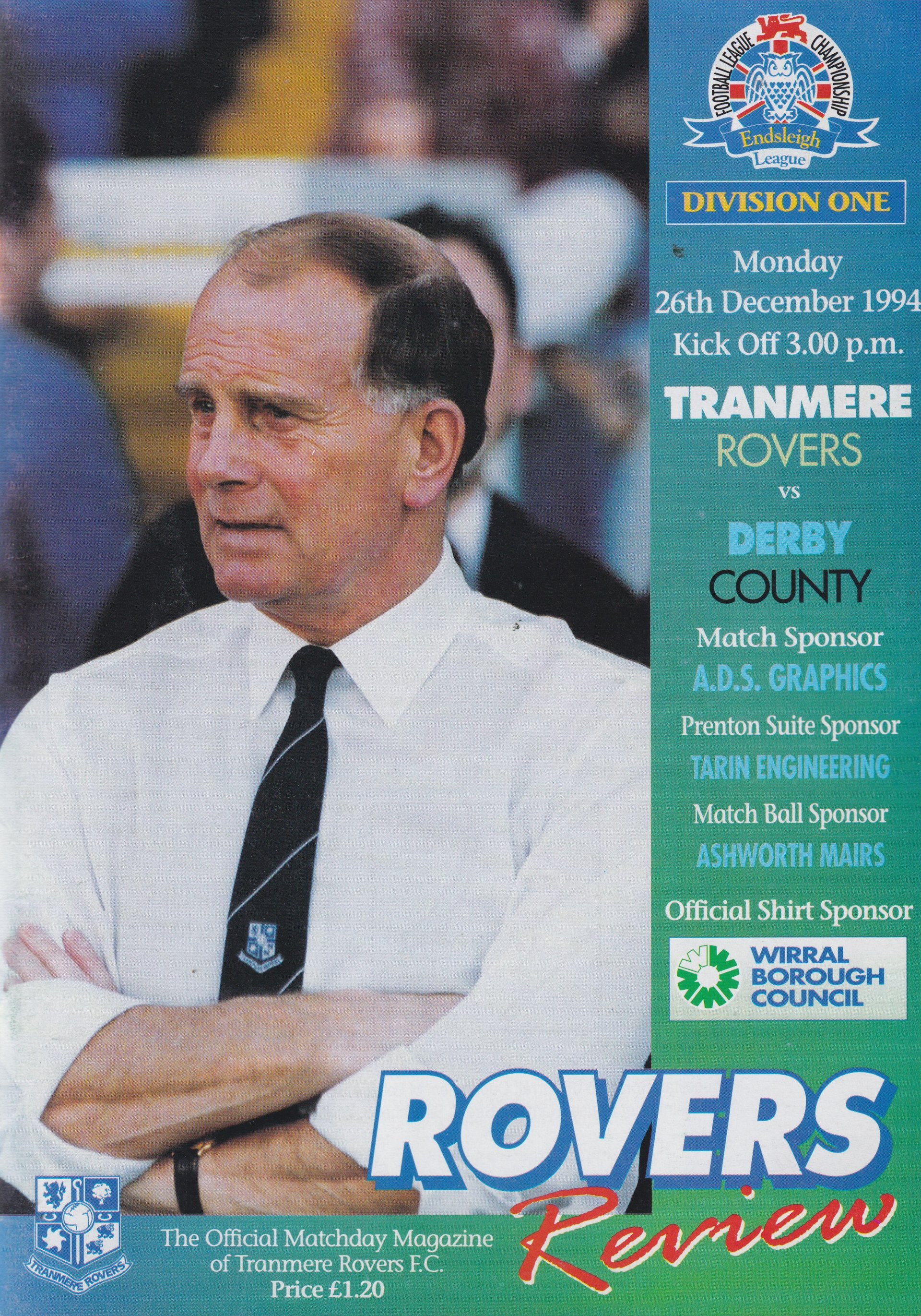Tranmere Rovers v Derby County match programme